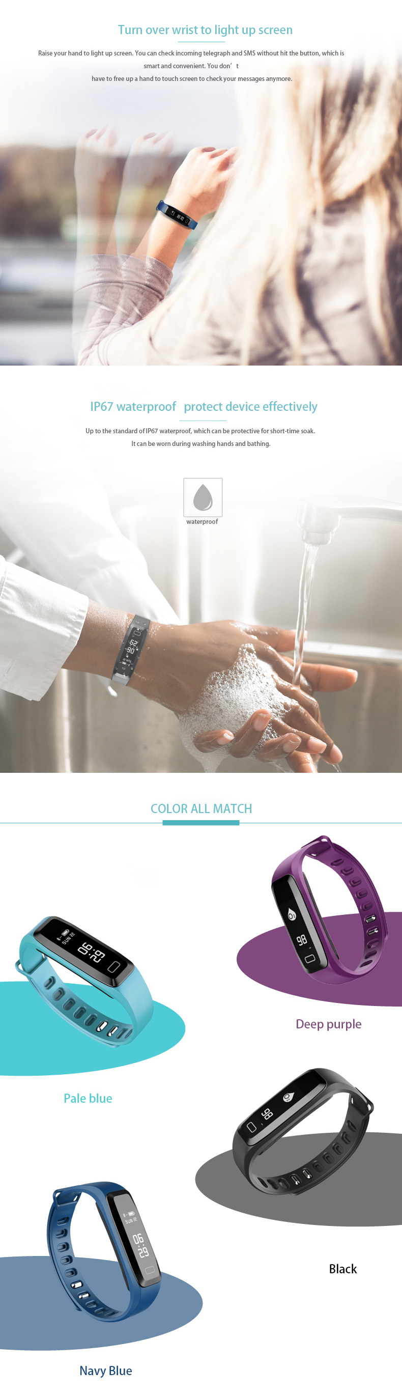 G15 Bluetooth 4.0 Smart Bracelet Heart Rate Monitor Blood Pressure Wristband Pedometer Activities Fitness Tracker
