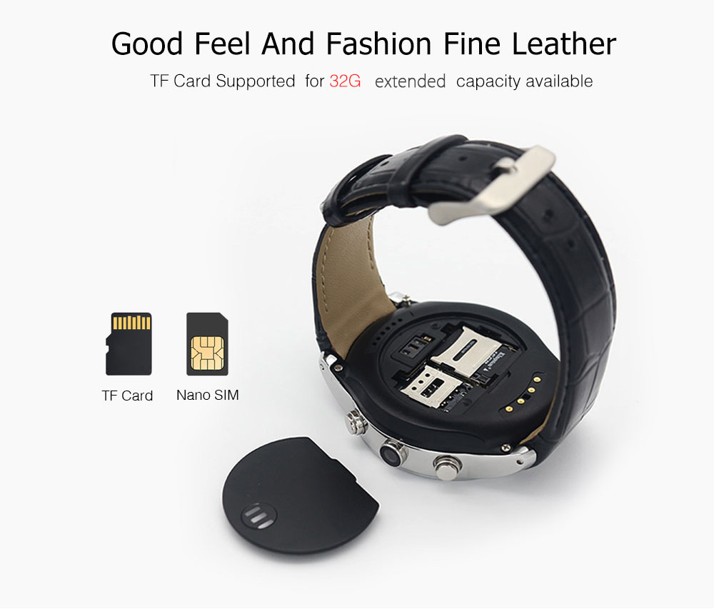 FINOW Q7 Plus 3G Smartwatch Phone 1.3 inch Android 5.1 MTK6580 1.3GHz Quad Core 8GB ROM 0.4MP Camera Pedometer GPS