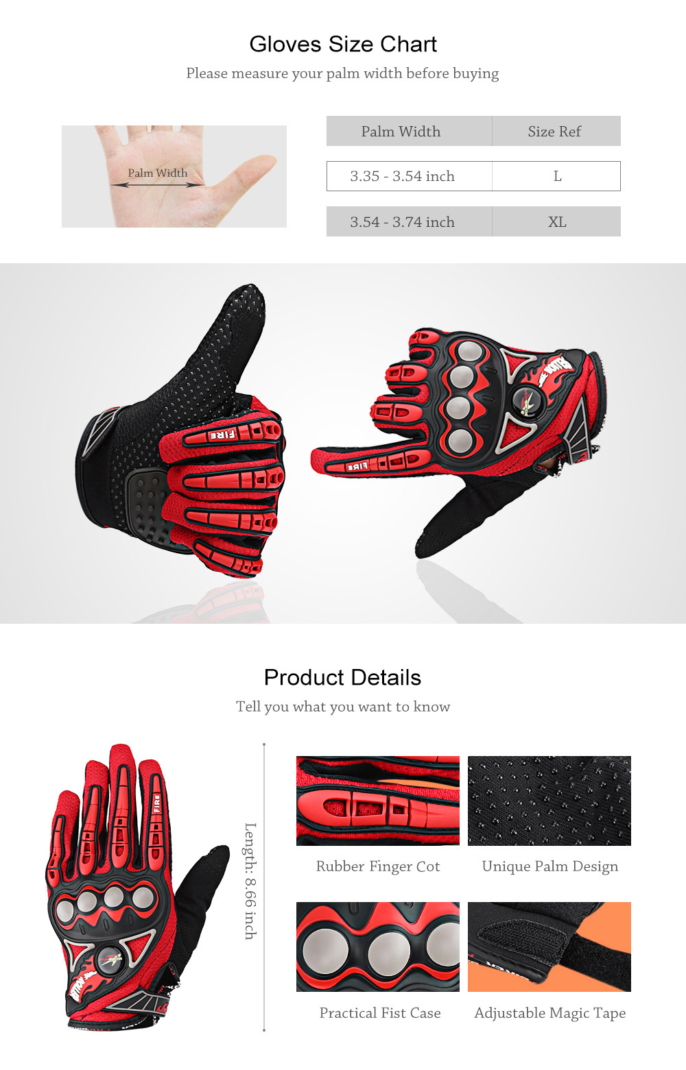 PROBIKER MCS - 23 Motorcycle Motorbike Powersports Anti-slip Racing Gloves