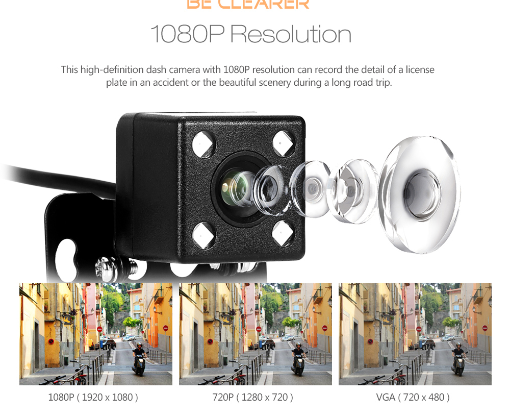 DV168 Dash Cam 2.7-inch G-sensor Dual Camera Loop Record Motorcycle Driving Recorder