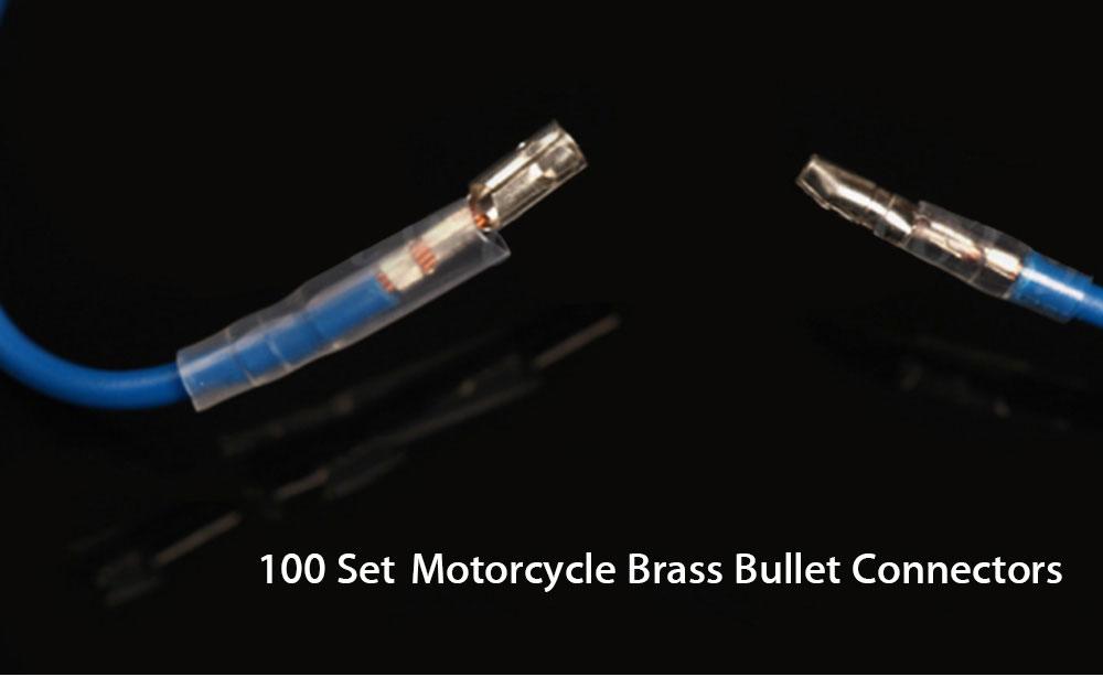 100 Set 3.9mm Motorcycle Brass Bullet Connectors Male / Female Wire Terminals with Insulation Covers