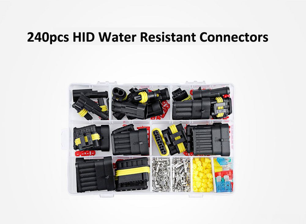 240pcs HID Waterproof Connectors for Xenon Light 1-pin / 2-pin / 3-pin / 4-pin / 5-pin / 6-pin