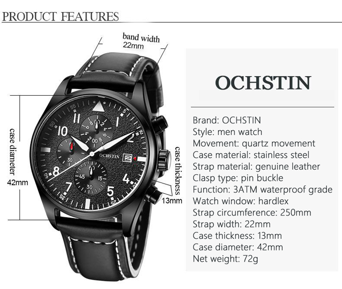 OCHSTIN Outdoor Frosted Surface Dial Male Quartz Watch