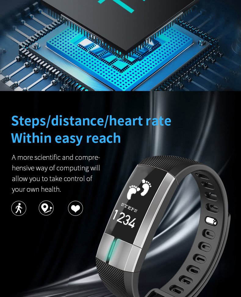 G20 Heart Rate Blood Pressure Monitor Smart Wristband Fitness Sport Bracelet Touch Pulsometer ECG Monitor