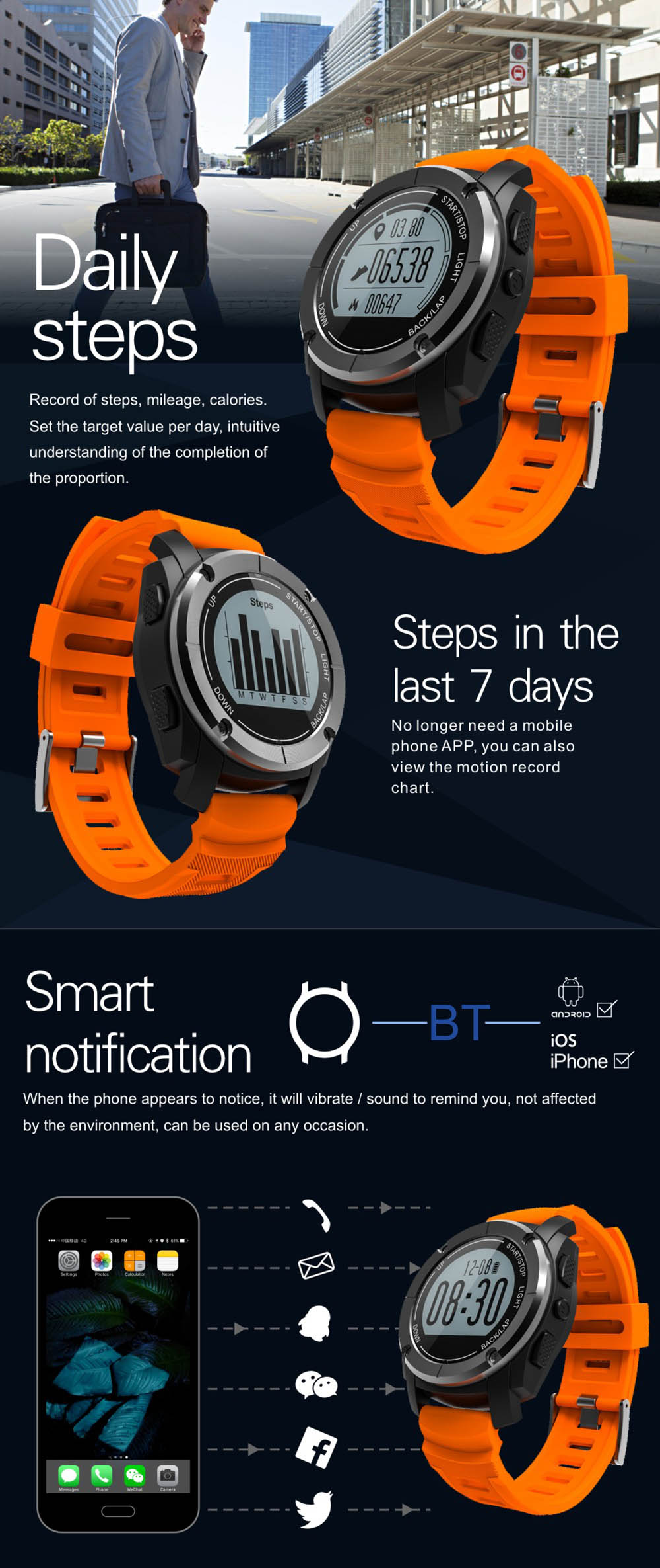 S928 Real-time Heart Rate Track Smart Wristband Air Pressure Environment Temperature Height Watch