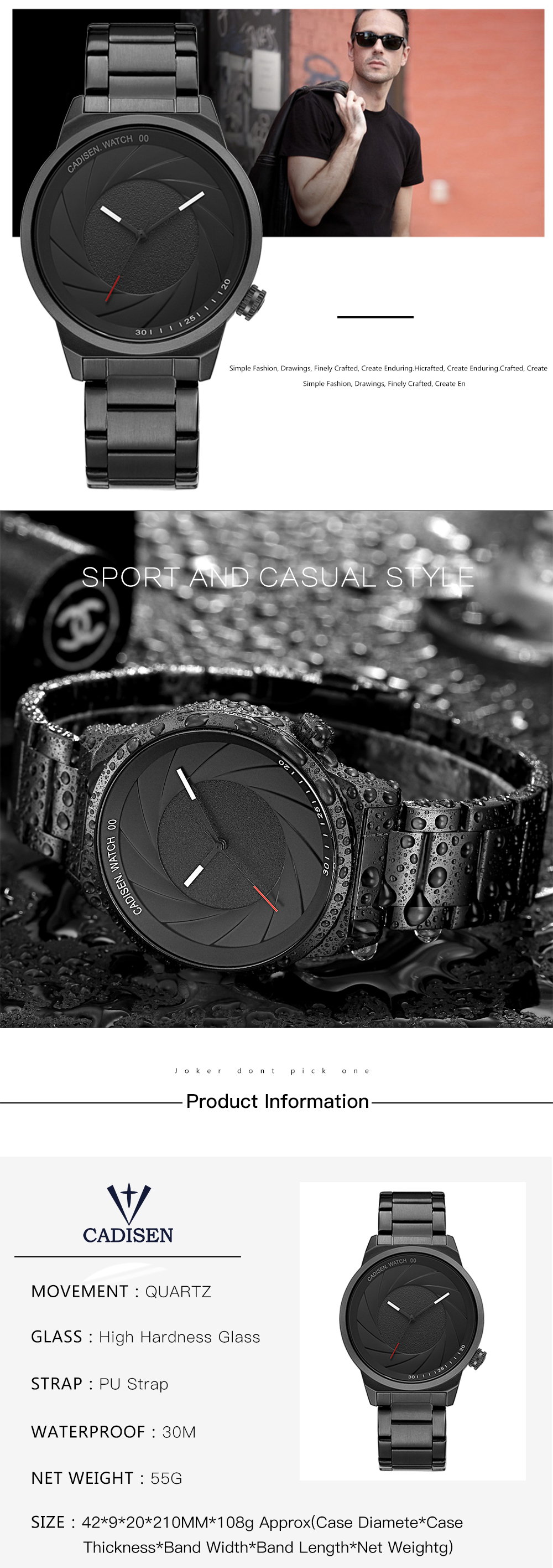 Cadisen C9056 Men Fashion Creative Casual Quartz Watch