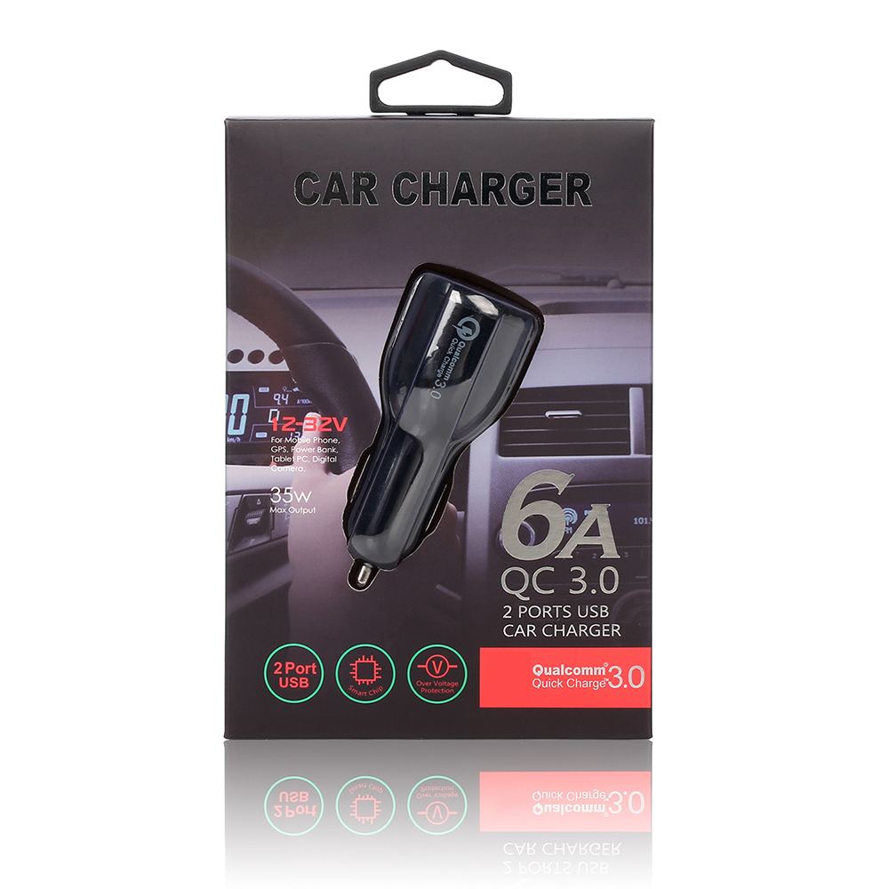 Automotive Charger QC3.0 Mobile Phone Universal Multi Function 3.1A Double USB Vehicle Charging and Dragging Two Adapter