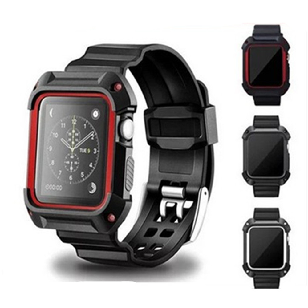 For iWatch Band 42mm All-in-one Rugged Armor Protective Case With Strap Series 3 2 1