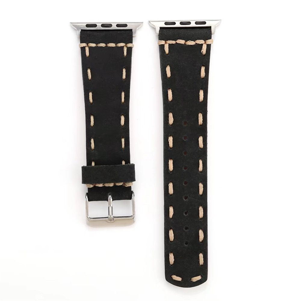 For 42mm iWatch Band Handmade Genuine Leather Strap with Stainless Metal Clasp Series 3 2 1 All Models