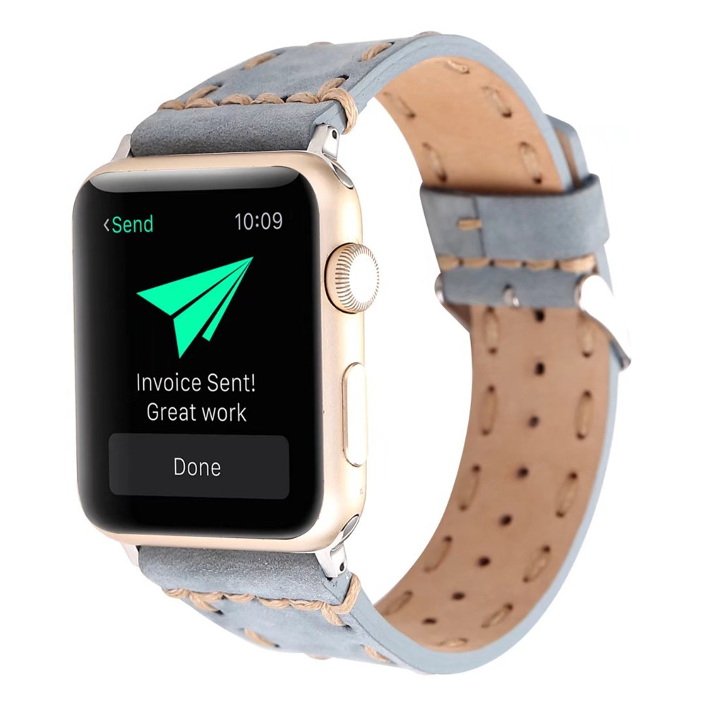 For 42mm iWatch Band Handmade Genuine Leather Strap with Stainless Metal Clasp Series 3 2 1 All Models