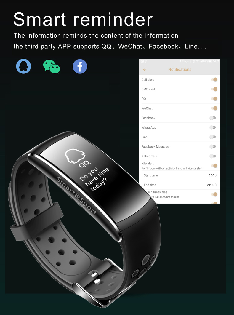 Z11 Smart Bracelet Blood Pressure Heart Rate Monitor Fitness Tracker Bluetooth Wristband IP68 Waterproof Sport Smartband