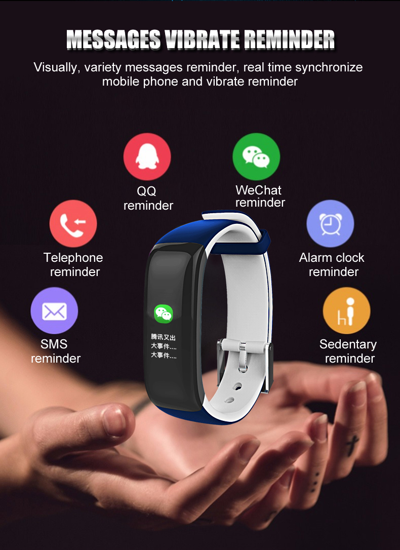 P1 Screen Pedometer Watch Blood Pressure Heart Rate Monitor Fitness Bracelet Smart Band for IOS Android OS