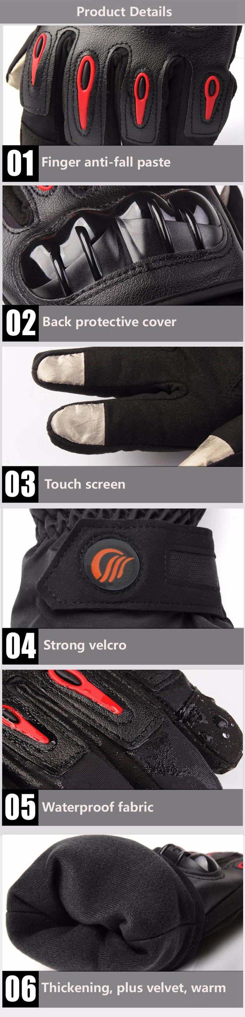 Riding Tribe Motocross Touch Screen Waterproof Warm Gloves MTV - 08
