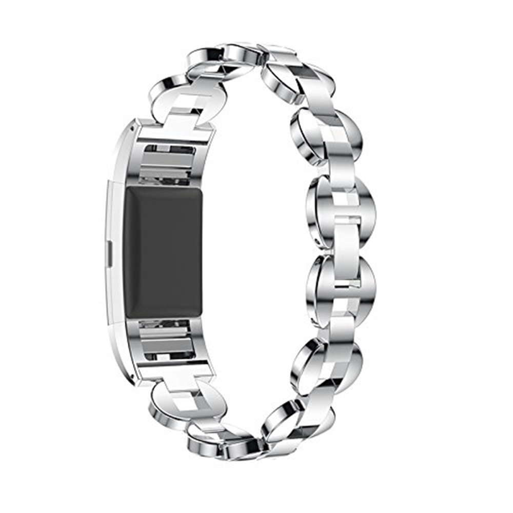 Fitbit Charge 2 Bands Small Large Metal Loop Stainless Steel Metal Bracelet Strap with Unique Magnet Lock Accessories for HR Fitness Tracker