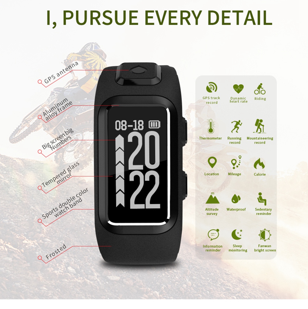 Star 8 GPS Smart Fitness Watch Activity Tracker Pedometer Surporting Swimming Sports Bracelet with Altitude Monitor Temperature Airpressure Bluetooth 4.1 for Android iOS