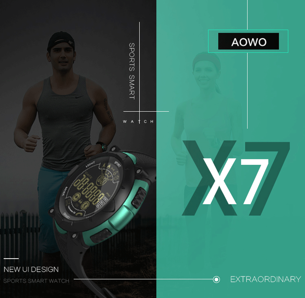 AOWO X7 24 Months Standby Time 50m Waterproof Sports Management Smart Watch for iOS / Android Phones
