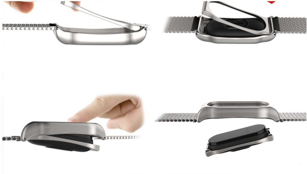 For Xiaomi Mi Band 2 Mesh Stainless Steel Bracelet Wristband Metal Strap