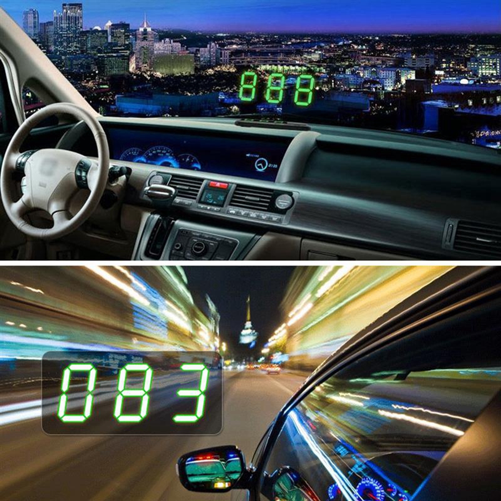 ZIQIAO Universal Car HUD Head-Up Display GPS Speedometer - Black