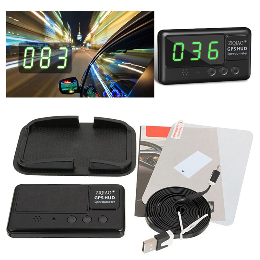 ZIQIAO Universal Car HUD Head-Up Display GPS Speedometer - Black