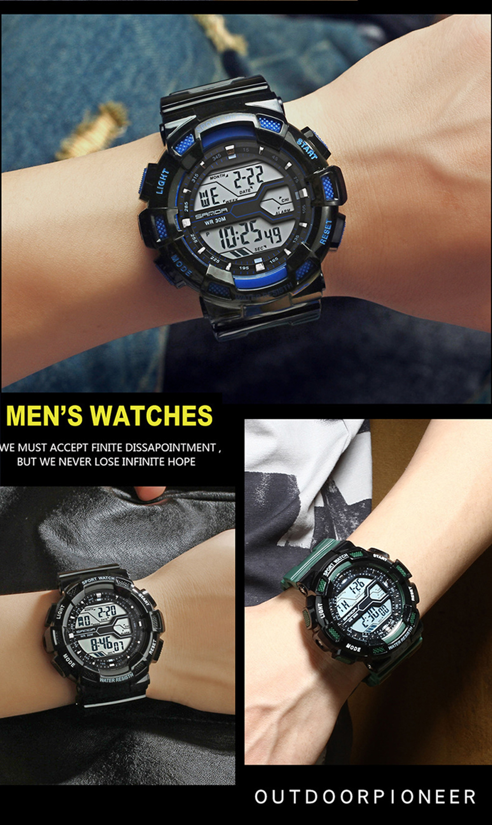Men Large Dial Waterproof Personalized Electronic Fashion Outdoor ...