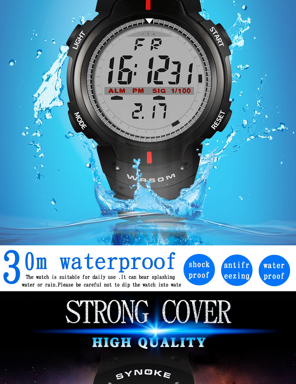 Sports Outdoor Waterproof Men Digital Watch