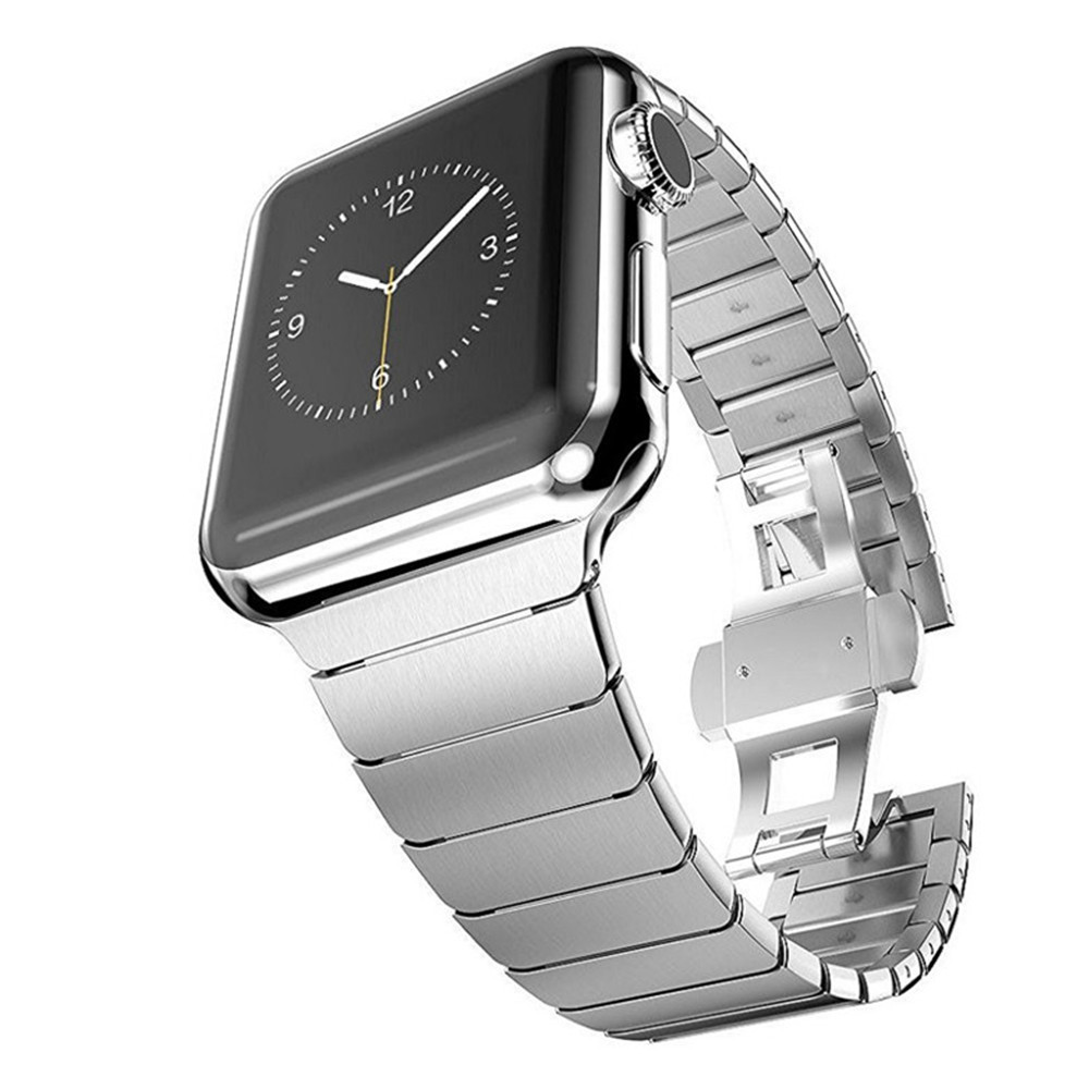 Luxury Watchband Metal Watch Strap for Apple Watch Band stainless Steel Link Bracelet 38 Mm Butterfly Loop