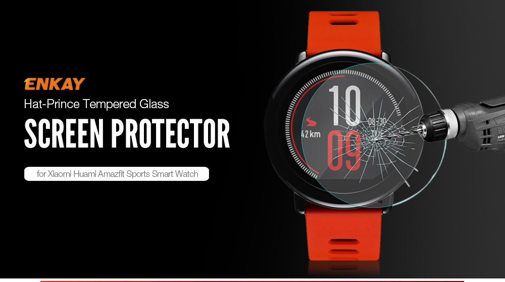 ENKAY Hat - Prince 2.15D Arc Tempered Glass Screen Protector for Xiaomi Huami Amazfit Sports Smart Watch