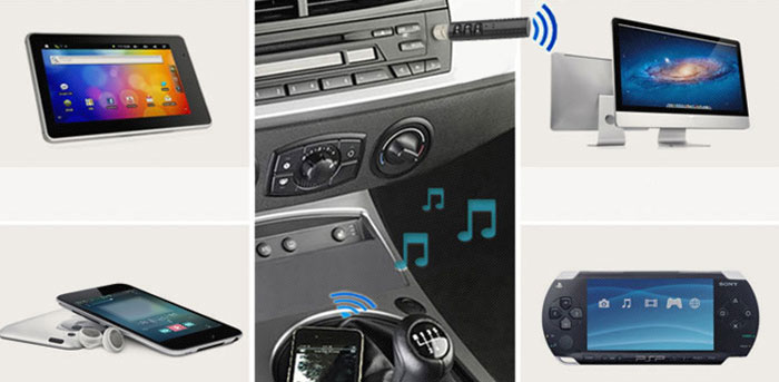 USB Recharge Mini Multipurpose Car Phone Wireless Bluetooth Receiver