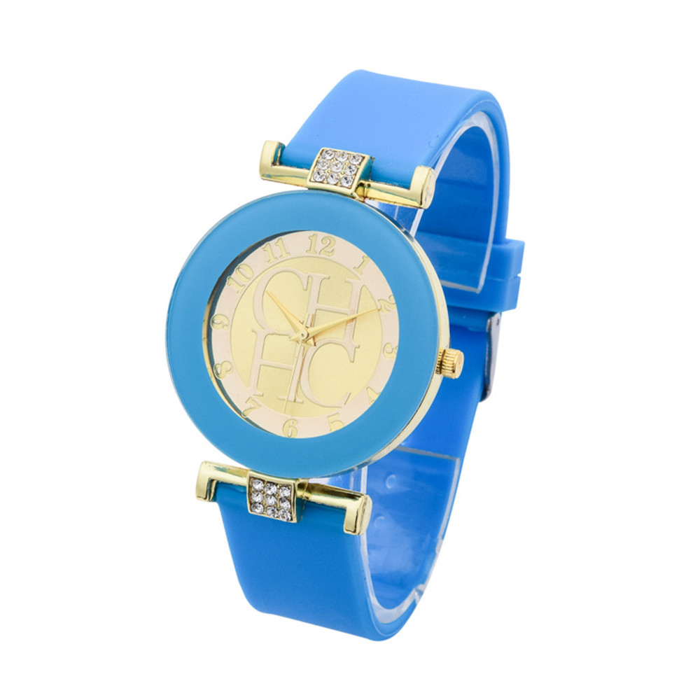 Fashion Preaty Casual Quartz Watch Women Crystal Silicone Watches Dress Watch