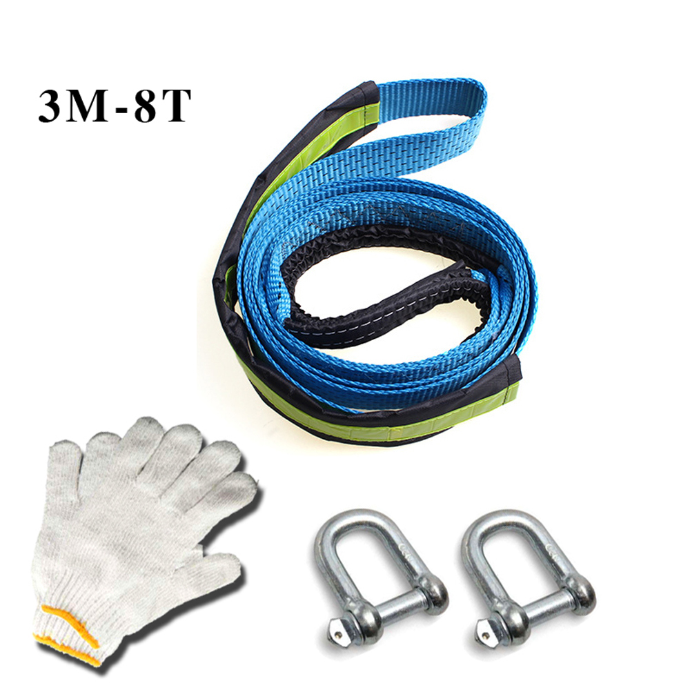 5M8T/4M8T/3M8T Car Towing Rope Strap Tow Cable with Hooks Emergency Heavy Duty 8 Tons