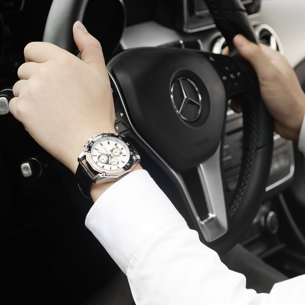 OUKESHI Luxury Men Business Quartz Waterproof Leather Wristwatches