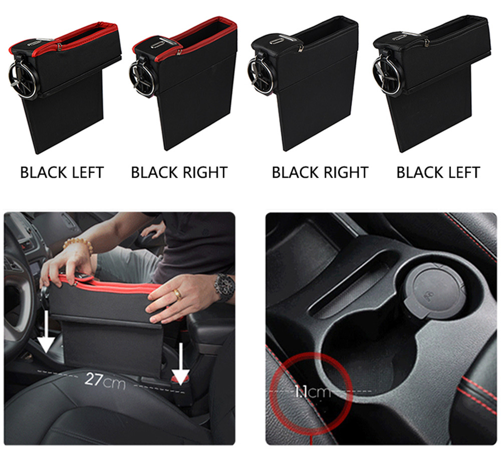 Pair PU Leather Car Storage Bag Car Seat Pocket Organizer with Coin Pot