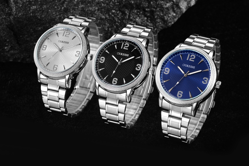 OUKESHI Elegant Fashion Men Quartz Stainless Steel Watch
