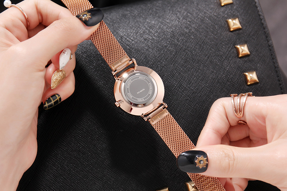 IEKE Women Watches Brand Luxury KING HOON Ultra Thin Gold Steel Mesh Watches Women Dress Quartz Watch