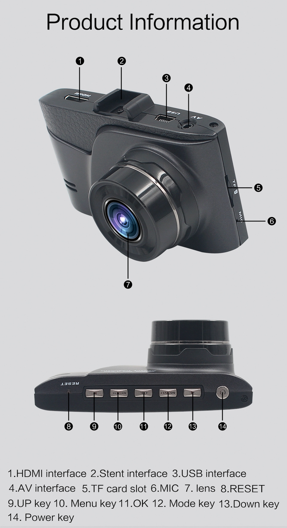 ZIQIAO JL-611 High-speed Driving Recorder 170 Degrees Gold Wide-angle Car DVR Sports DV 3-inch Screen 1080P
