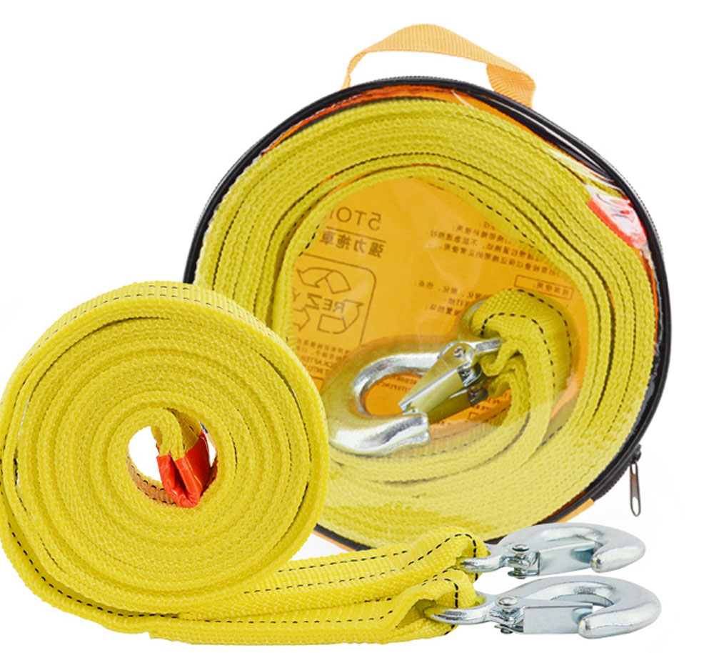 4M5T Car Towing Rope Strap Tow Cable with Hooks Emergency Heavy Duty 5 Tons