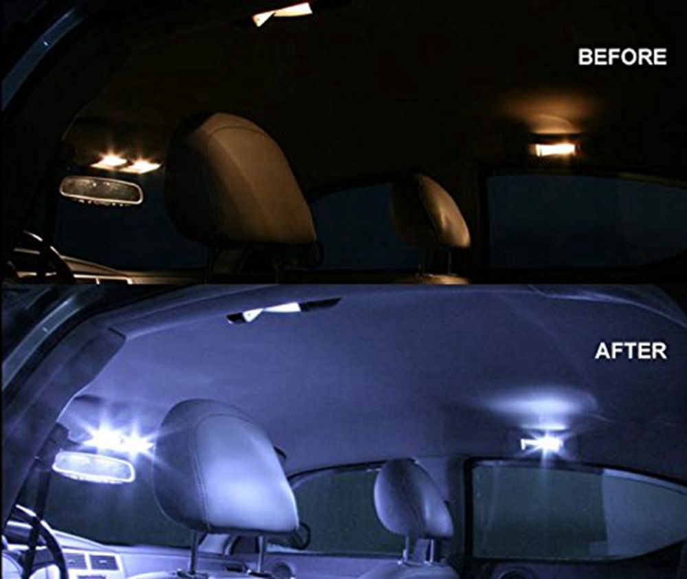 Sencart 4Pcs 12x2835SMD Festoon Car Map Dome LED Light DC 12V 31mm White/Blue 1.5W