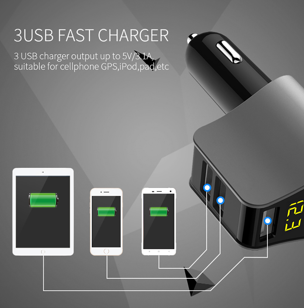 Modern Style Car Charger Car Smoke Lighter Dual USB Car Charger Intelligent Fast-Charging Head Multi-Function HY-10