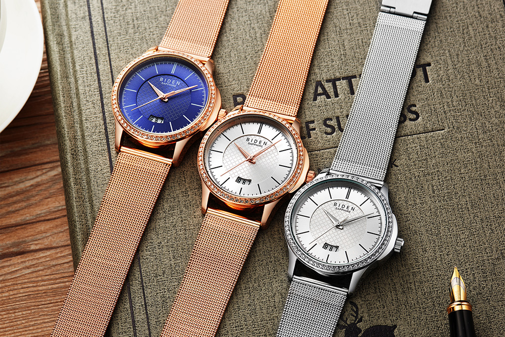 BIDEN New Fashion Watch Women Luxury Top Brand Casual Quartz Watch for Ladies Royal Blue Girl Dress Clock Relojes Mujer