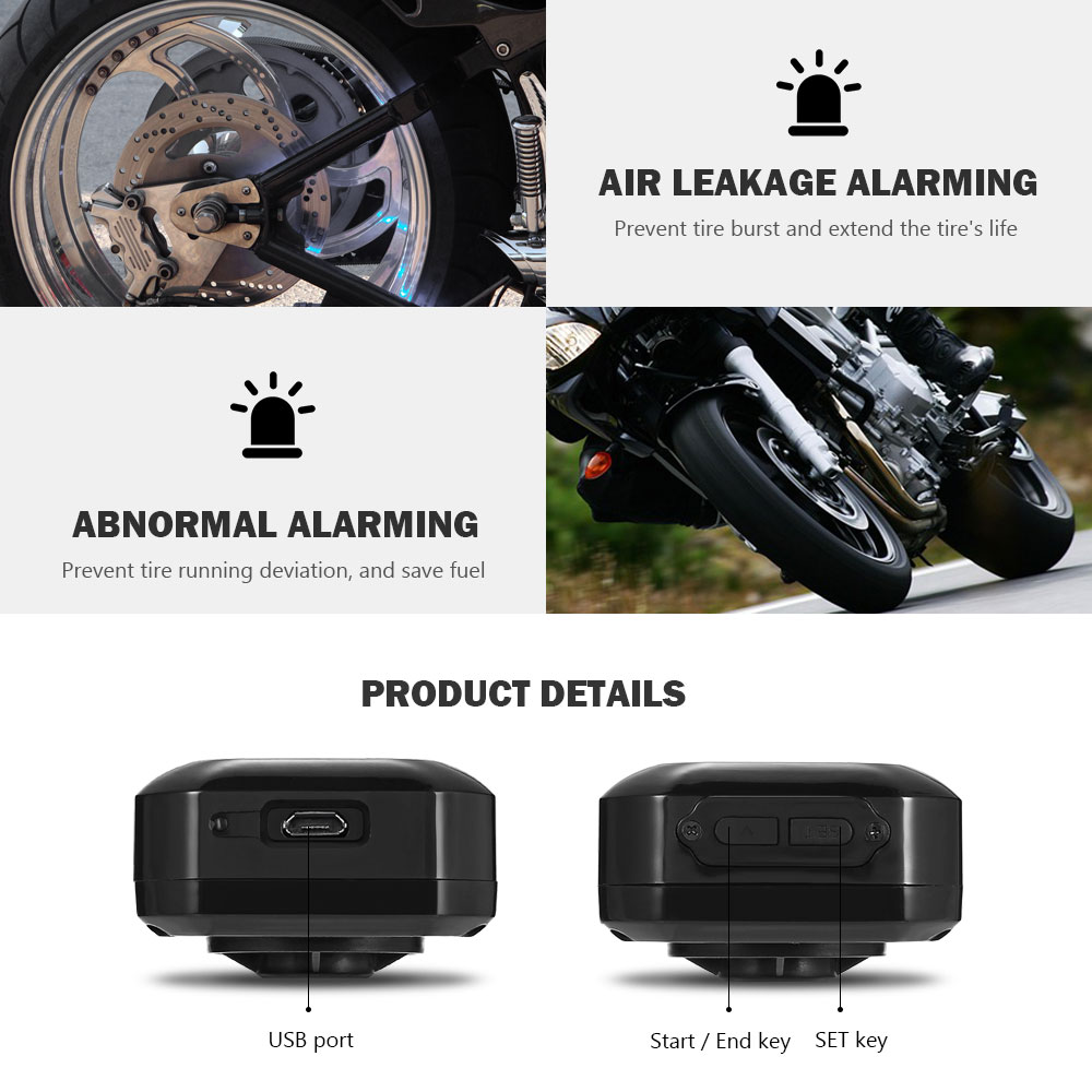 Pershn M3 Motorcycle Tire Pressure Monitoring System with 2 External Sensors