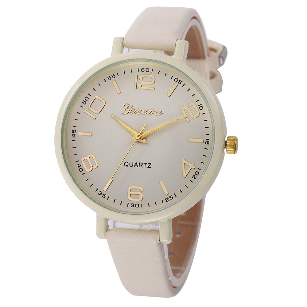 Women'S Watch Round Dial Solid Color Band All Match Brief Style Watch Accessory