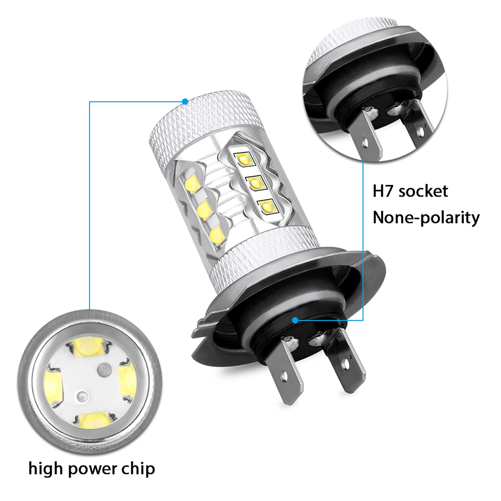 2PCS 80W 2800LM CREE LED Headlight Bulb H7 Super Bright Lightness 6000K LED Headlight Bulb White