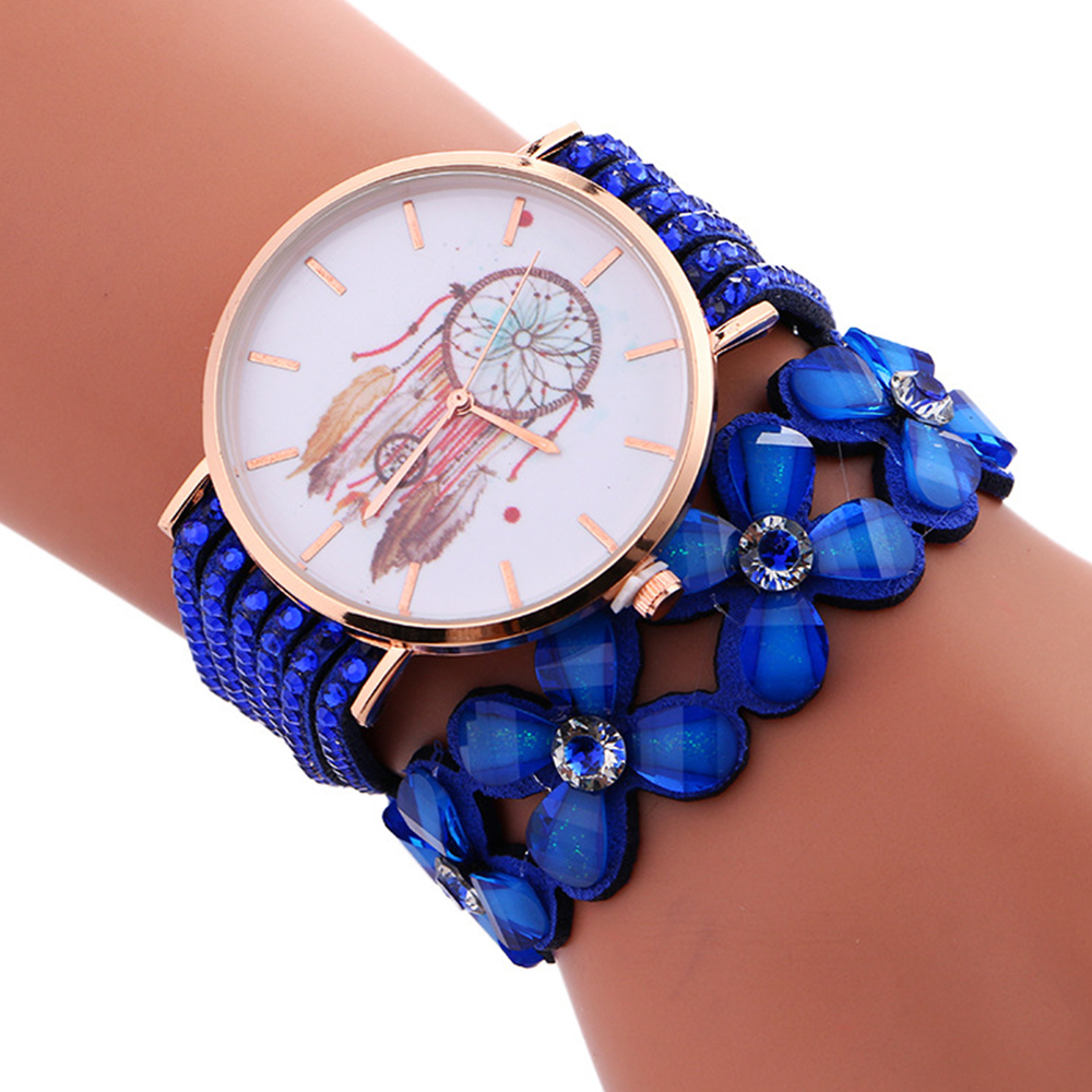 Women'S Bracelet Watch Multi Layer Creative Pattern Round Dial Trendy Watch Accessory