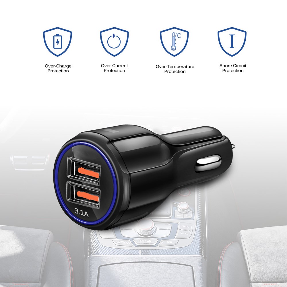 SpedCrd Quick Charge Dual USB QC3.0 Car Charger