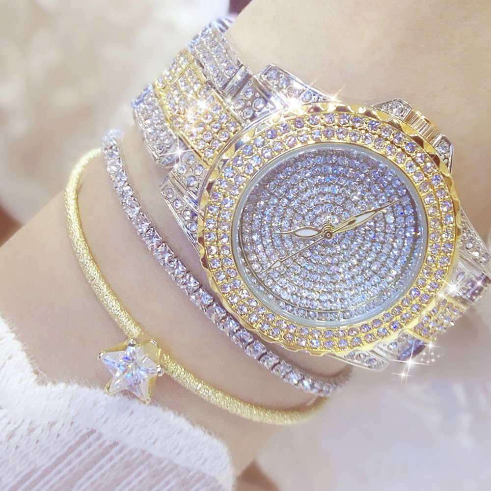 LadiesWomen Fashion Brand Casual Rhinestone Diamond Dress Waterproof Quartz watch