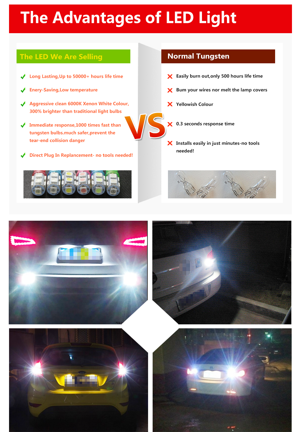 10PCS 1157 BAY15D Car 6000K 27-SMD 5050 LED Tail Turn Signal Light Lamps Bulbs Xenon White