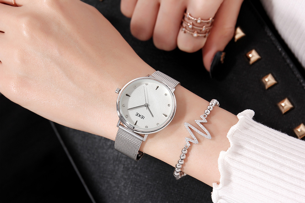 IEKE88002 Steel Strap Women Stylish Luxury Brand Diamond Strip Ladies Quartz Watch