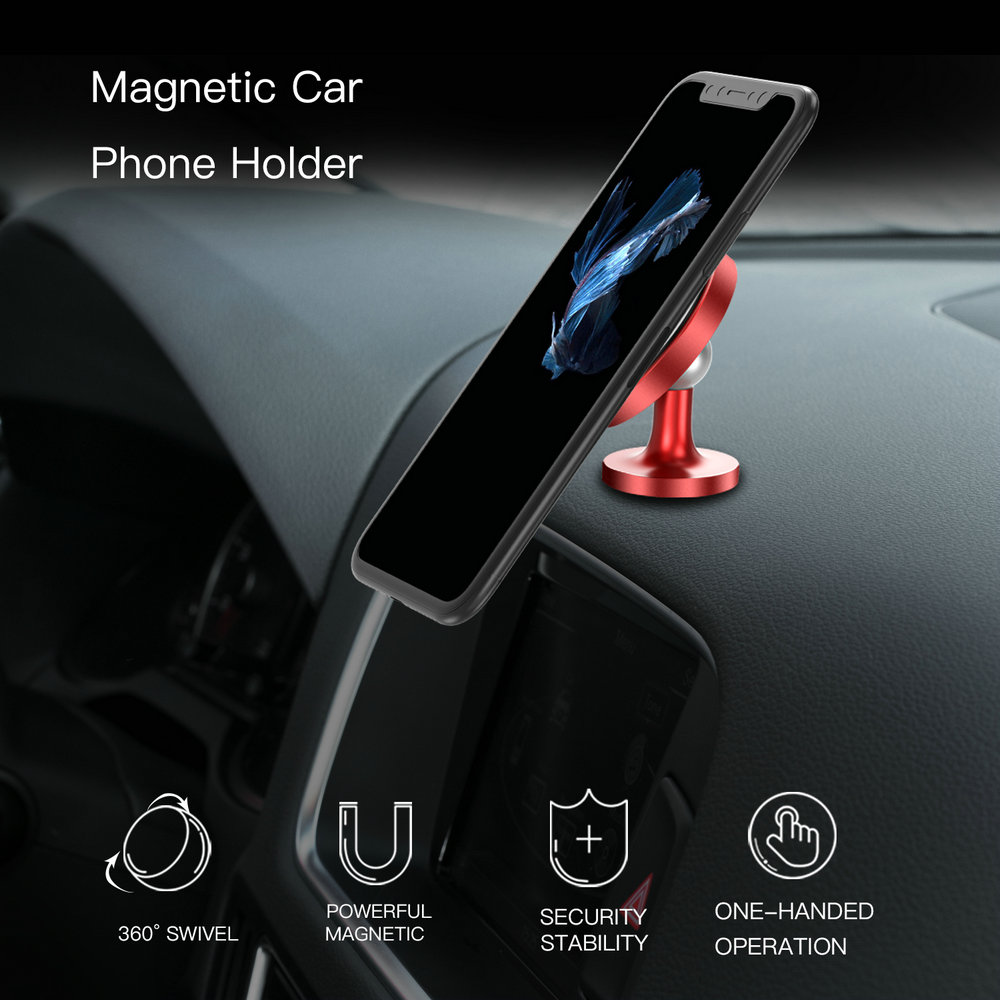 CaseMe Adjustable 360 Degree Rotation Universal Strong Magnetic Round Car Holder For Mobile Phones
