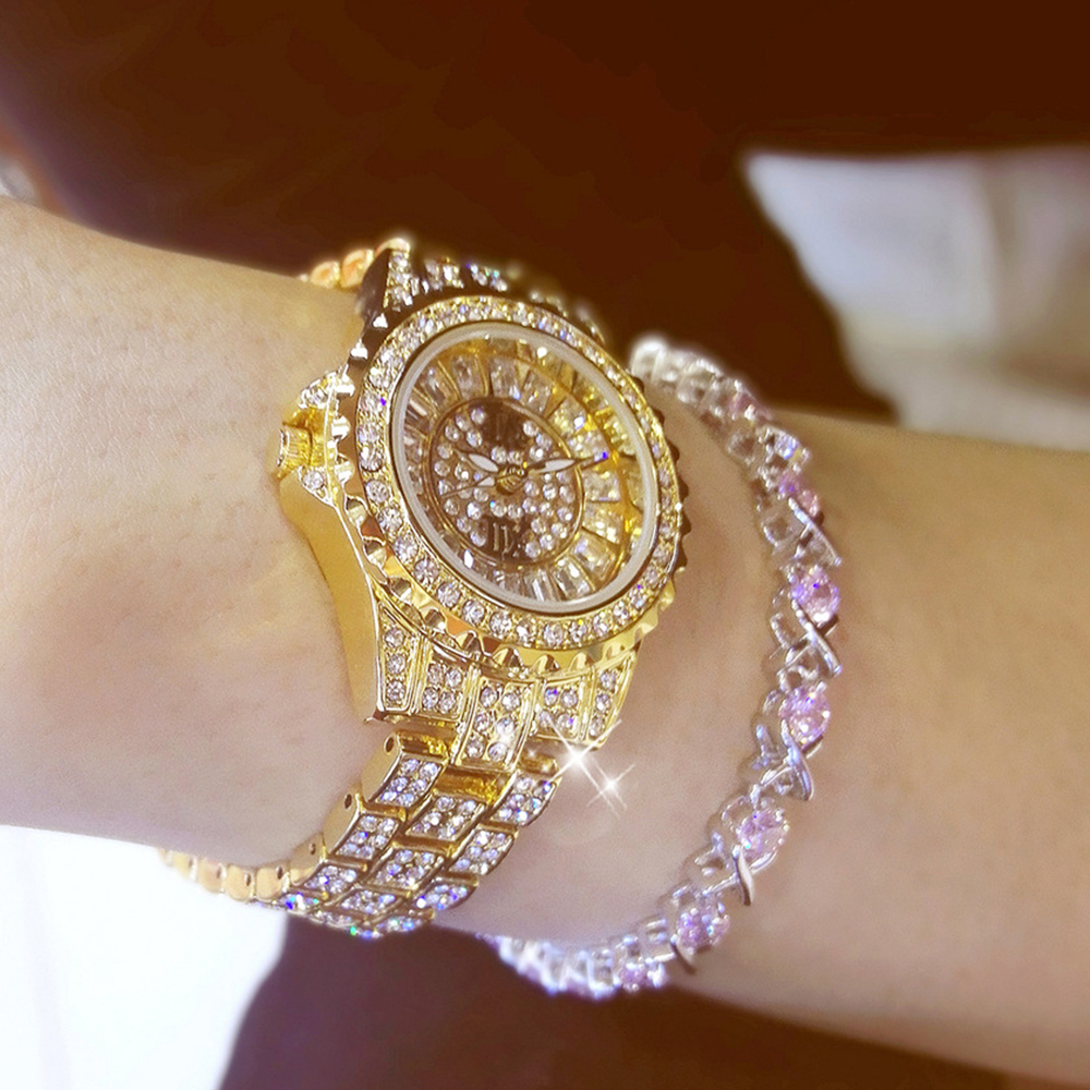 Womens Top Brand Luxury Luminous Pave Fashion Bracelet Watch