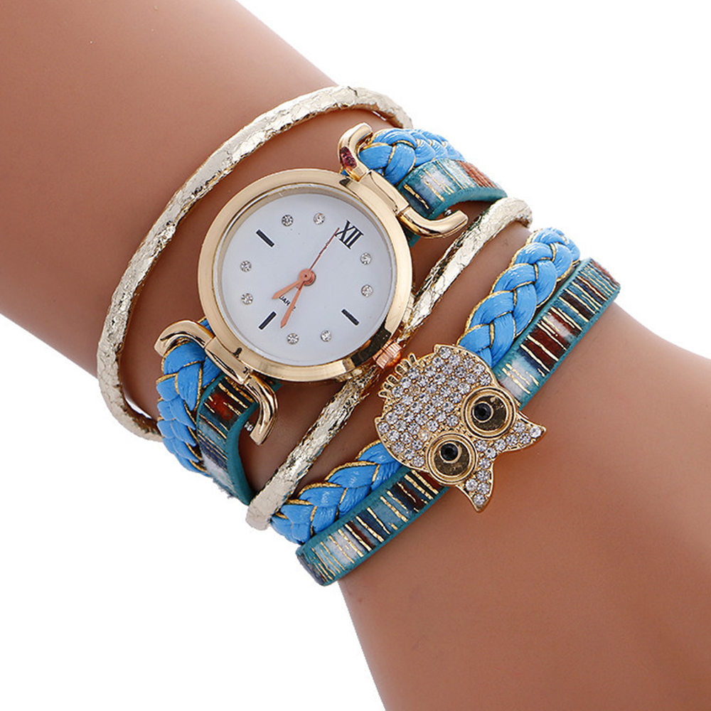 Women Brand Duoya Creative Owl Wrist Bracelet Vintage Handmade Braided Luxury Quartz Ladies Wrist Watch